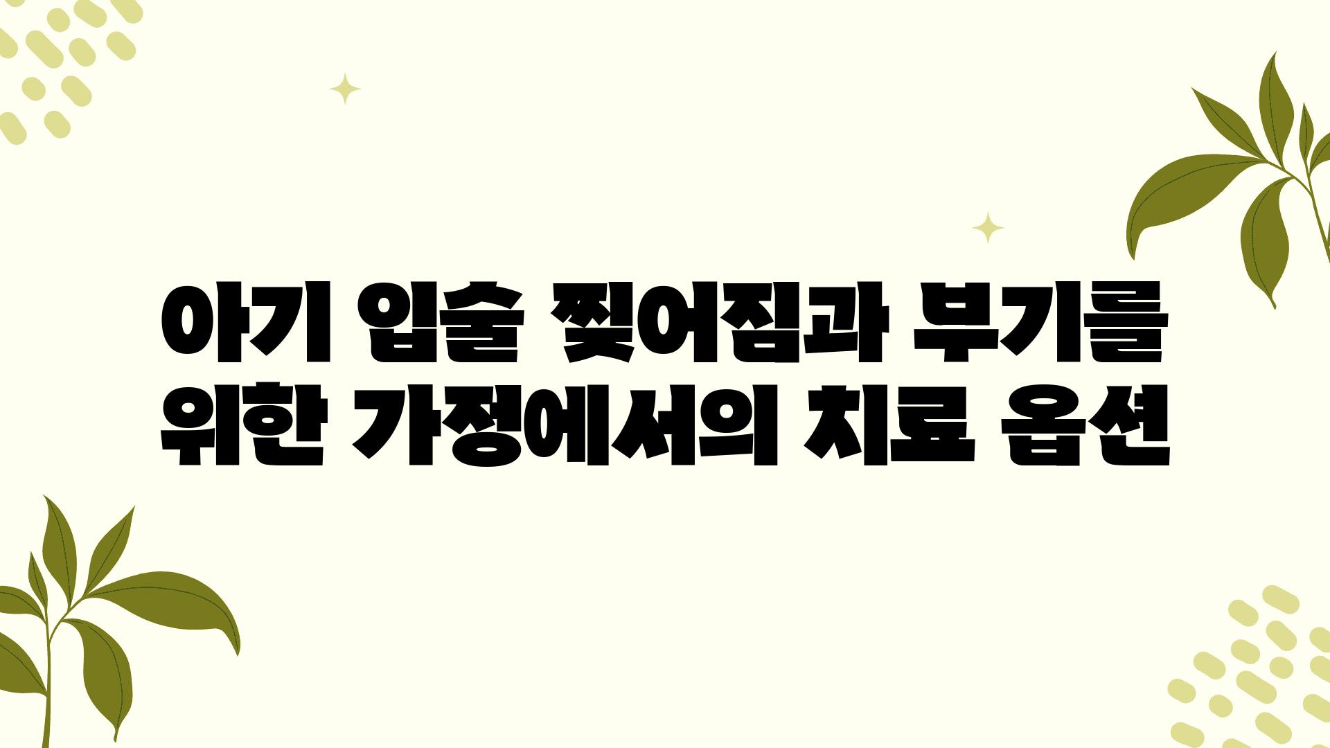 아기 입술 찢어짐과 부기를 위한 가정에서의 치료 옵션