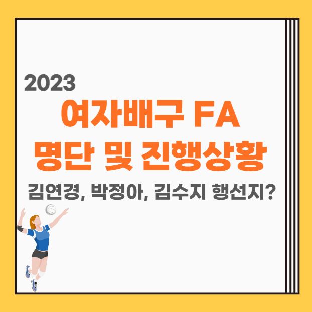  2023 여자배구 FA 선수 명단, 진행상황, 연봉 총 정리 | 김연경 박정아 김수지 김희진 행선지?