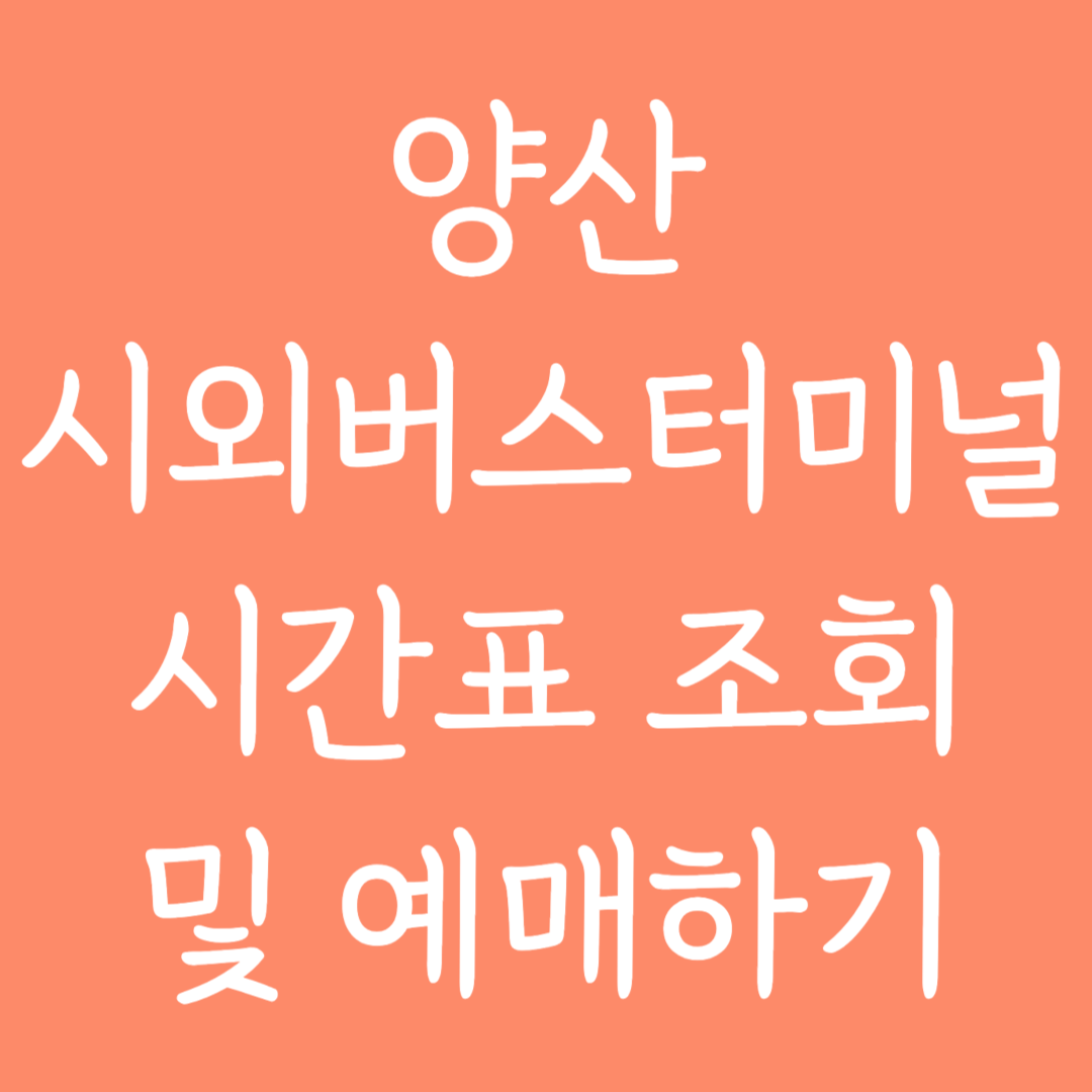 양산 시외버스터미널 시간표조회 및 예매하기