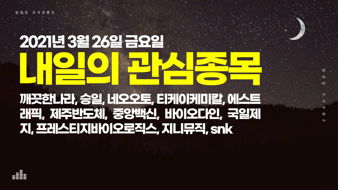  윤석열 관련주 - 2021년 3월 26일 내일의 관심종목 [주식딜라잇]