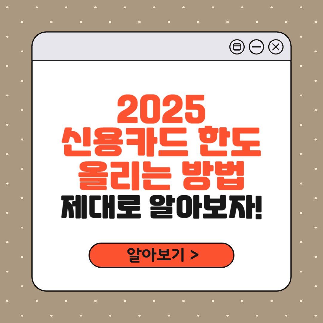 2025 신용카드 한도 올리는 법 이미지
