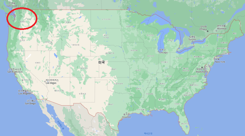 미국지도-구글맵-워싱턴주에-붉은-원으로-표시