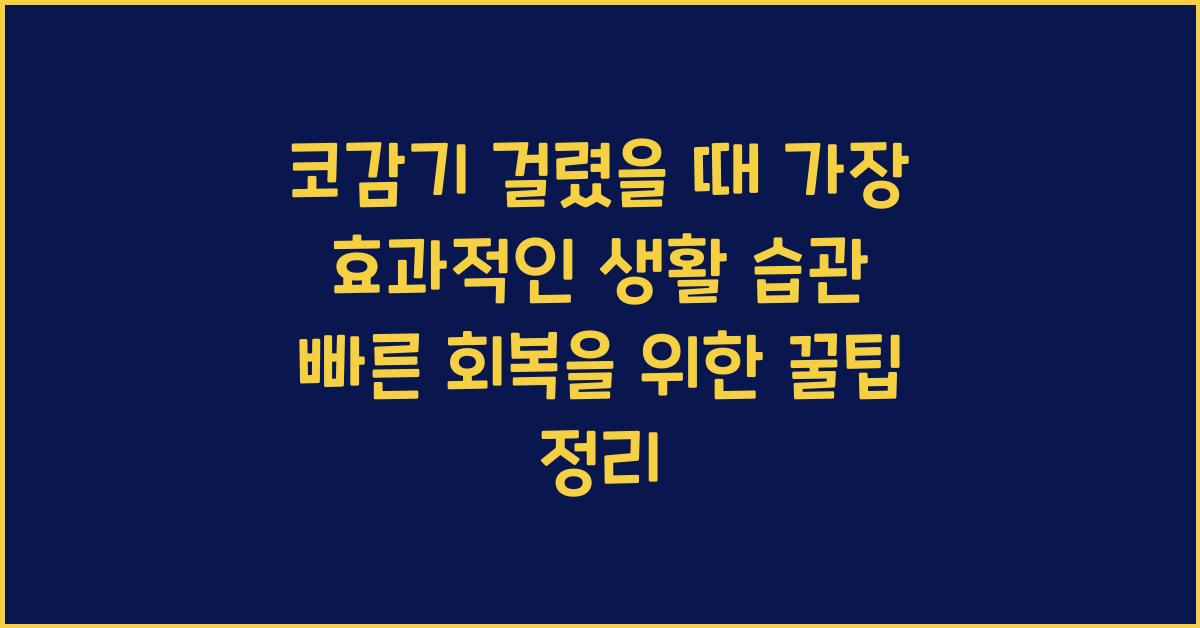 코감기 걸렸을 때 가장 효과적인 생활 습관! 빠른 회복을 위한 팁 정리