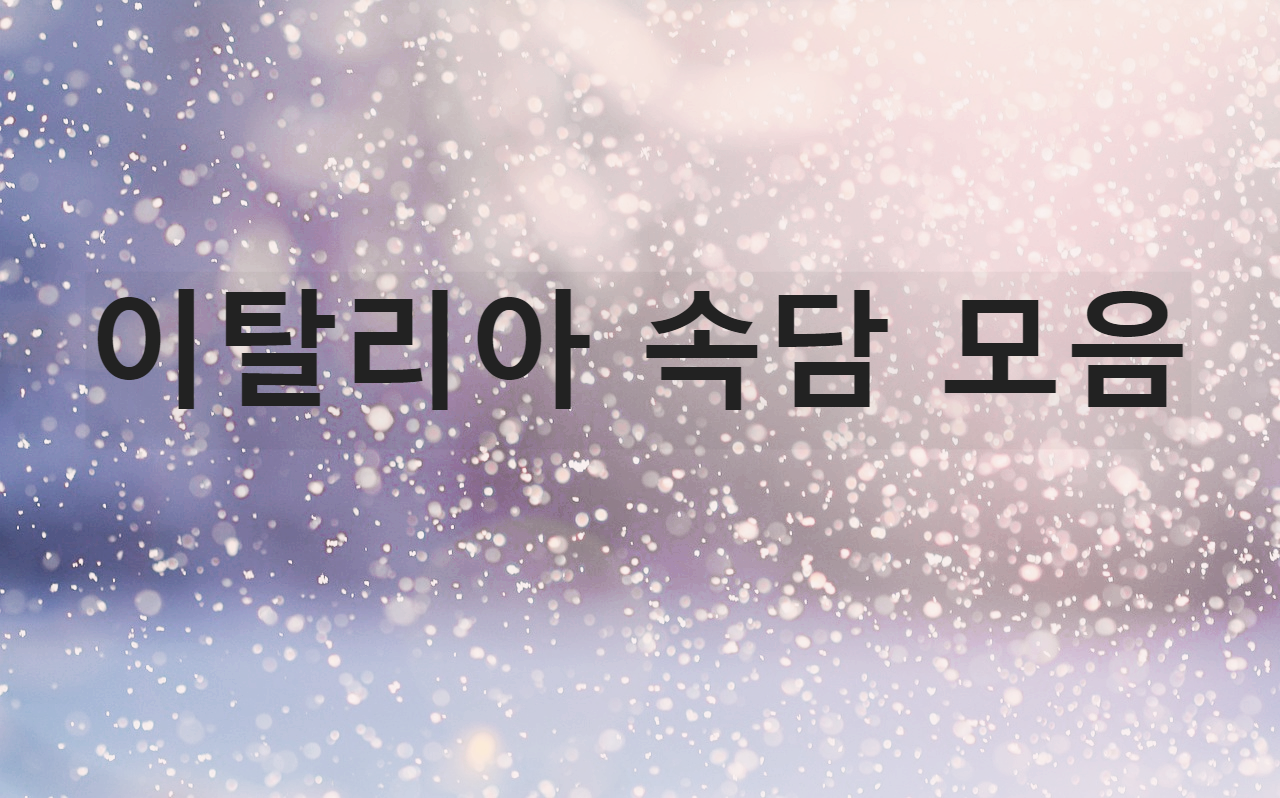  이탈리아 속담 모음 4탄.