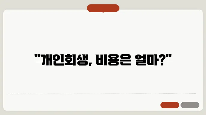 개인회생 비용 [개인회생]