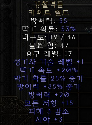  디아블로2 레저렉션 강철격돌 카이트 쉴드(스틸클래쉬)