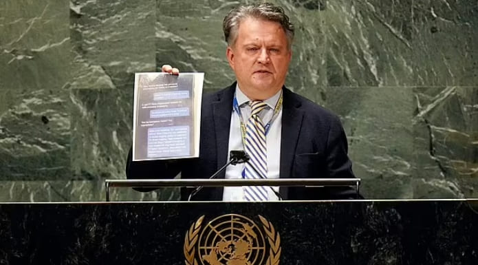 우크라 대사, 유엔에서 엄마에게 보낸 러시아 병사 편지 낭독 VIDEO:Ukrainian Ambassador reads texts from dead Russian soldier at UN 