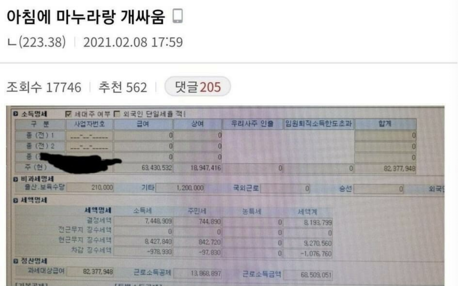 아침에 마누라랑 개싸움