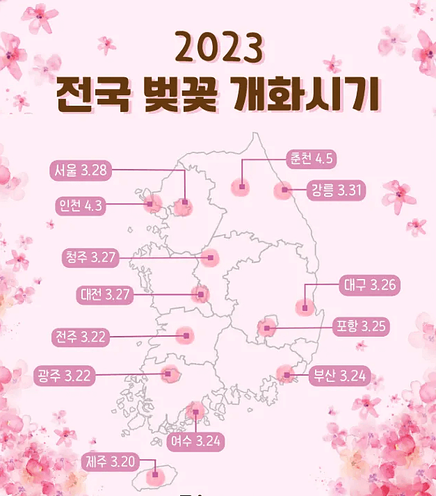  2023 전국 벚꽃 개화시기, 벚꽃명소 추천 1탄