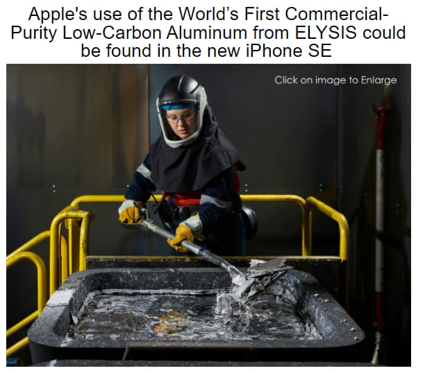 [탄소중립] 애플 아이폰 SE, 세계 최초 저탄소 알루미늄 사용 Apple&#39;s use of the World’s First Commercial-Purity Low-Carbon Aluminum from...