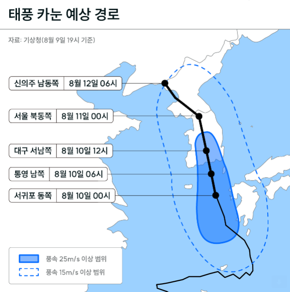  태풍 카눈 예상경로, '지역별 통과 시간, 이런 태풍 난생 처음?!'
