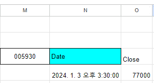 현재가 조회결과