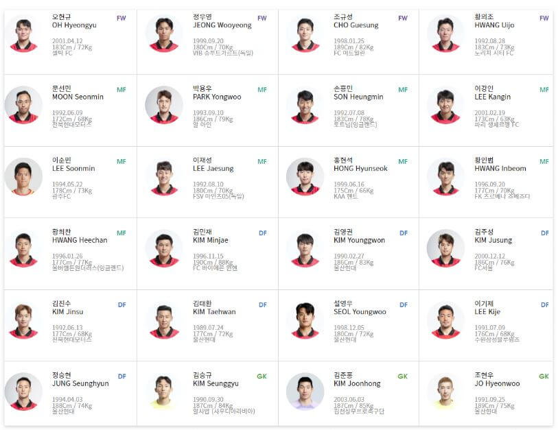 한국 베트남 친선경기 평가전 선수명단