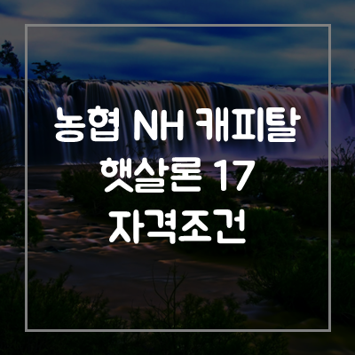 NH캐피탈-농협-햇살론17-대출-자격-조건