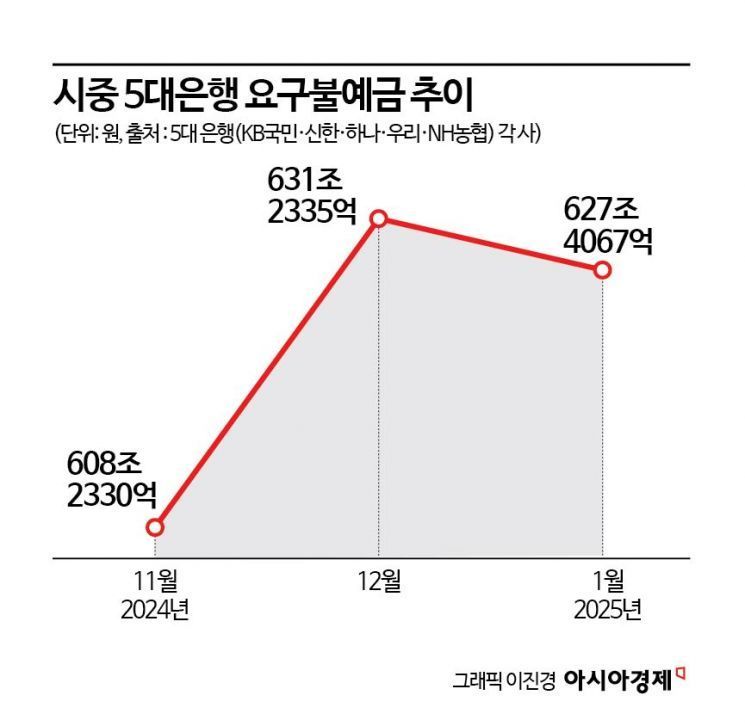 시중 5대은행 요구불예금 추이