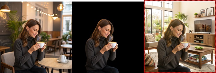 AI 이미지 생성, 배경 이미지 제거 그리고 배경 이미지 자동 생성 결과