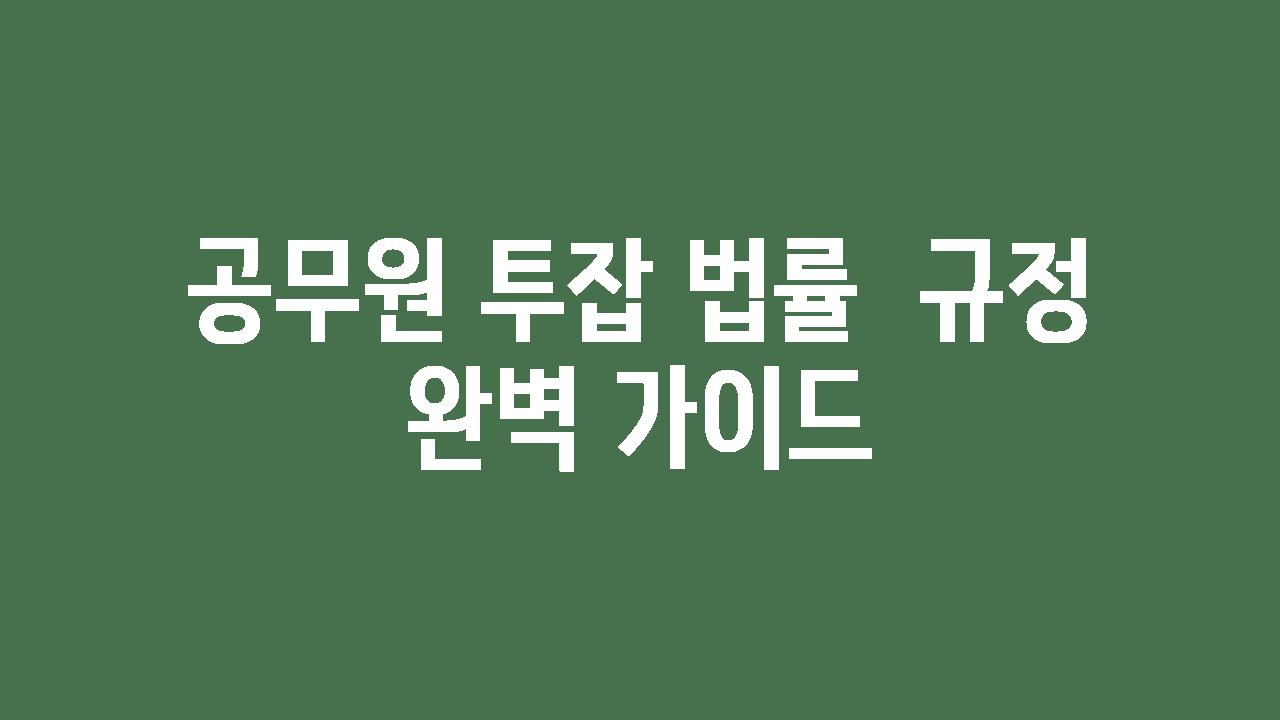 공무원 투잡 법률  규정 완벽 설명서