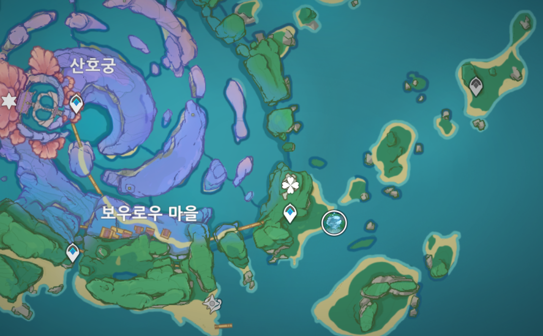  원신 와타츠미섬에 위치한 보우로우 마을 오른편 스도쿠 큐브 기믹 총 정리