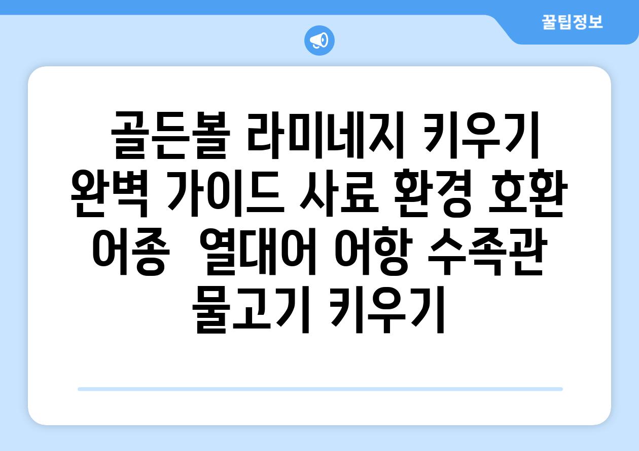 ## 골든볼 라미네지 키우기 완벽 가이드| 사료, 환경, 호환 어종 | 열대어, 어항, 수족관, 물고기 키우기