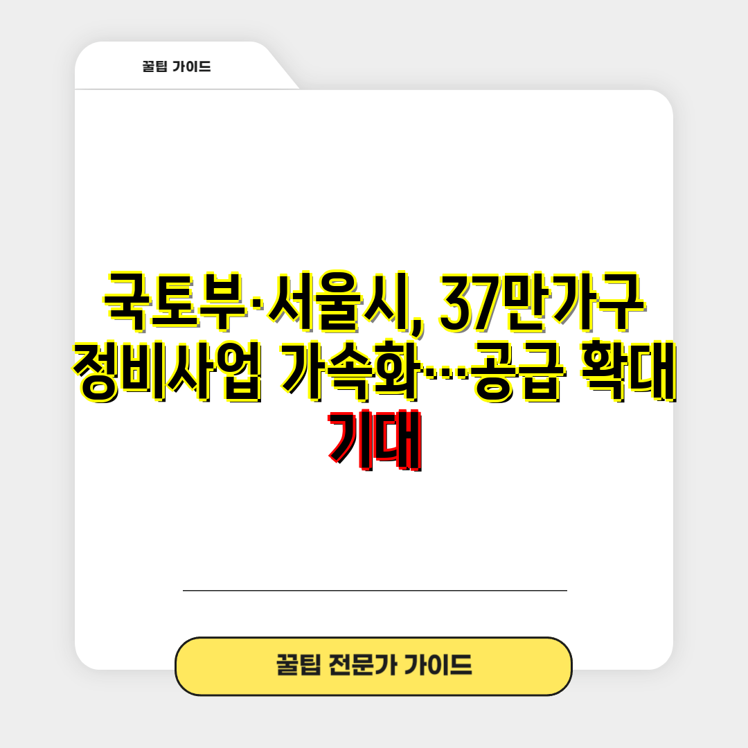 국토부·서울시, 37만가구 정비사업 가속화…공급 확대 