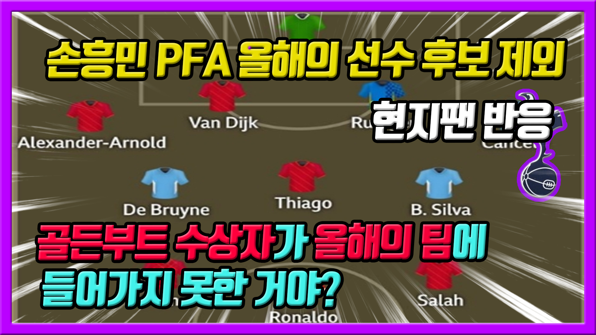  손흥민 PFA 올해의 선수 후보 제외 - 해외 반응