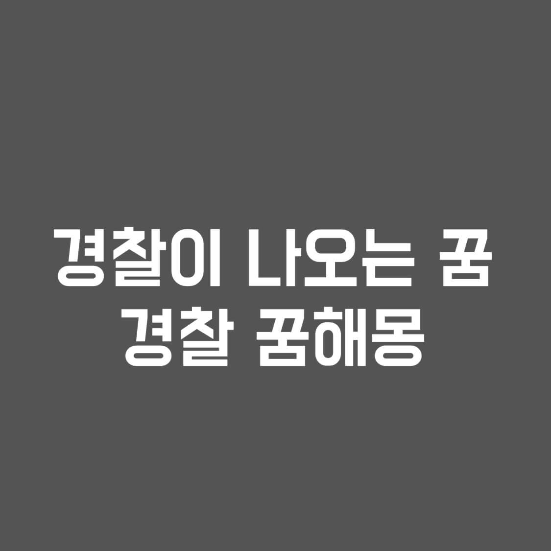 경찰-꿈해몽