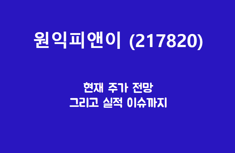  원익피앤이 (217820) 주가, 실적, 전망, 기업분석