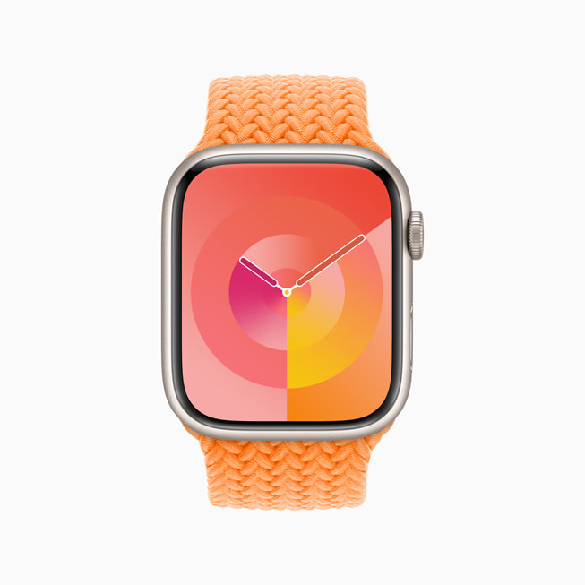 새로운 팔레트 시계 페이스를 보여주는 Apple Watch Series 8.