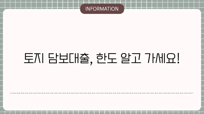 토지 담보대출 한도에 영향을 미치는 요소