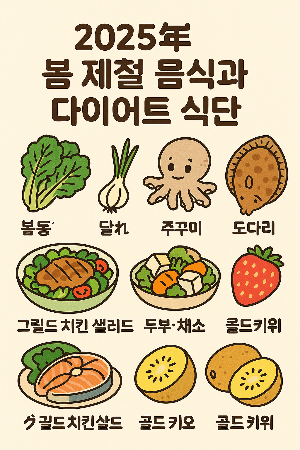 봄철음식-해산물-귀여운캐릭터-2025년-다이어트식단