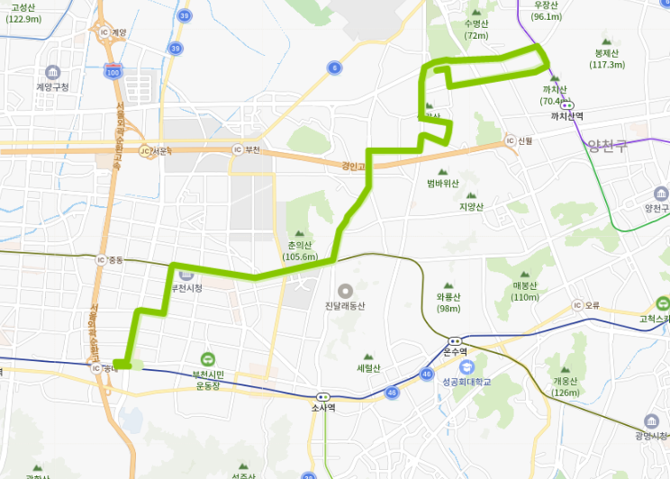  부천 23번 버스 노선, 시간표 [화곡역, 부천종합운동장역, 신중동역, 부천시청역, 송내역 환승센터]