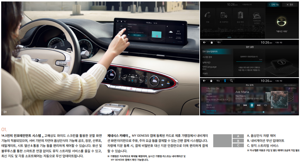 편의성-14.5인치 인포테인먼트 시스템/제네시스카페이