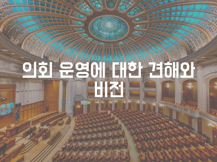 의회 운영에 대한 견해와 비전