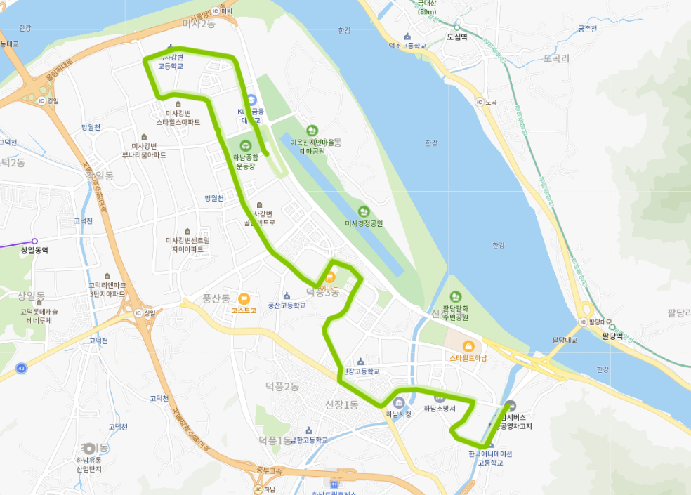  하남 10번 마을 버스 노선, 시간표[하남 BRT환승센터, 시청, 미사역]