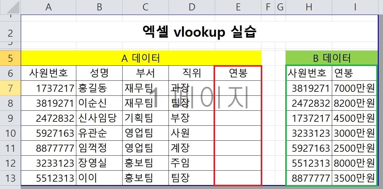  엑셀 vlookup 함수(엑셀 vlookup 사용법)