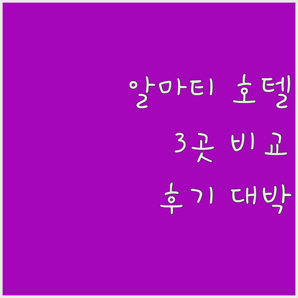 알마티 최고급 호텔 3곳 비교분석 대