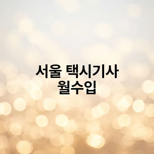 서울 택시기사 월수입
