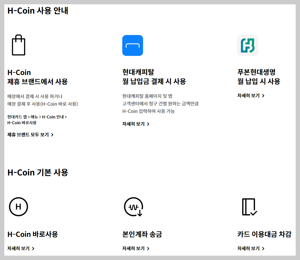 현대카드 H-Coin 사용처
