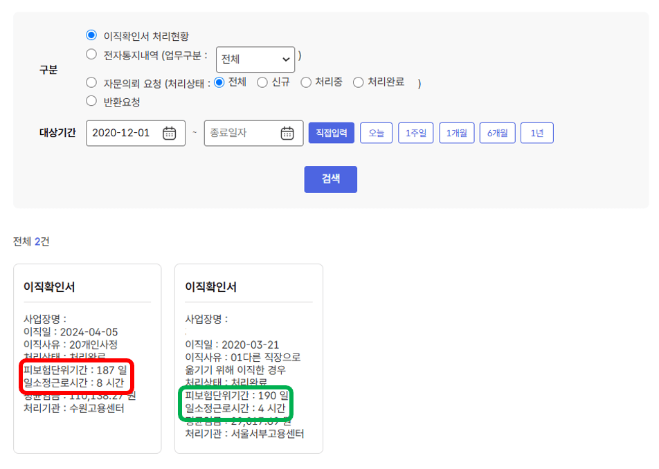 실업급여 피보험단위기간 뜻 조회방법 수령금액