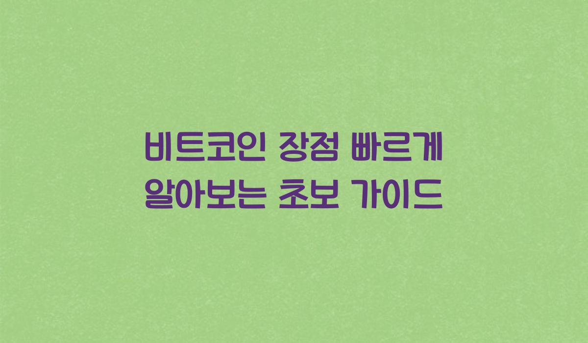 비트코인 장점