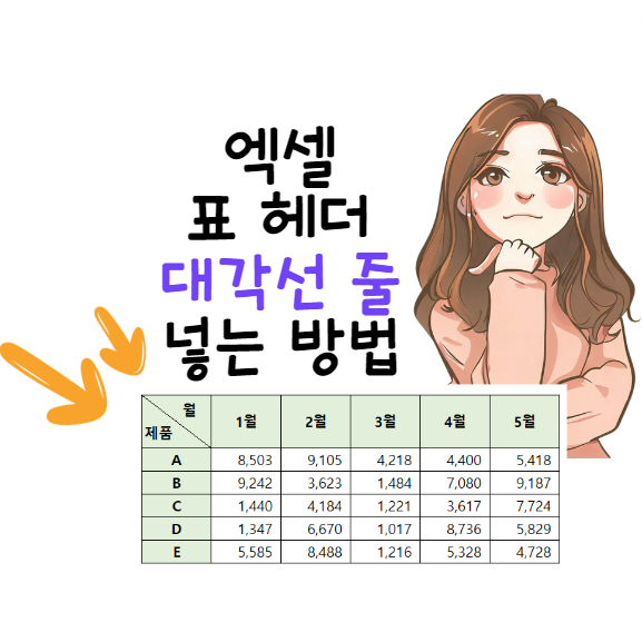 엑셀-표헤더-첫칸-대각선-긋기-셀-대각선-나누는-방법