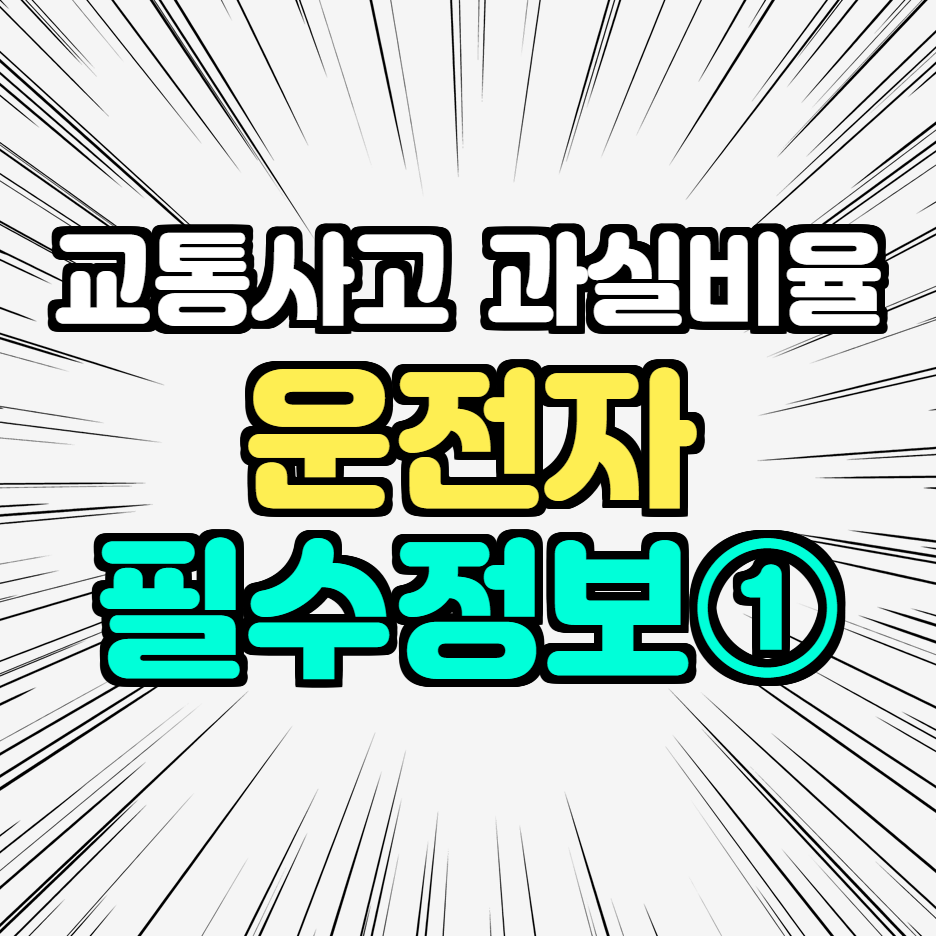  교통사고 과실비율(자동차사고) - 운전자라면 꼭 알아야할 정보①