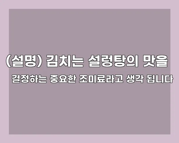 (설명) 김치는 설렁탕의 맛을 결정하는 중요한 조미료라고 생각 됩니다