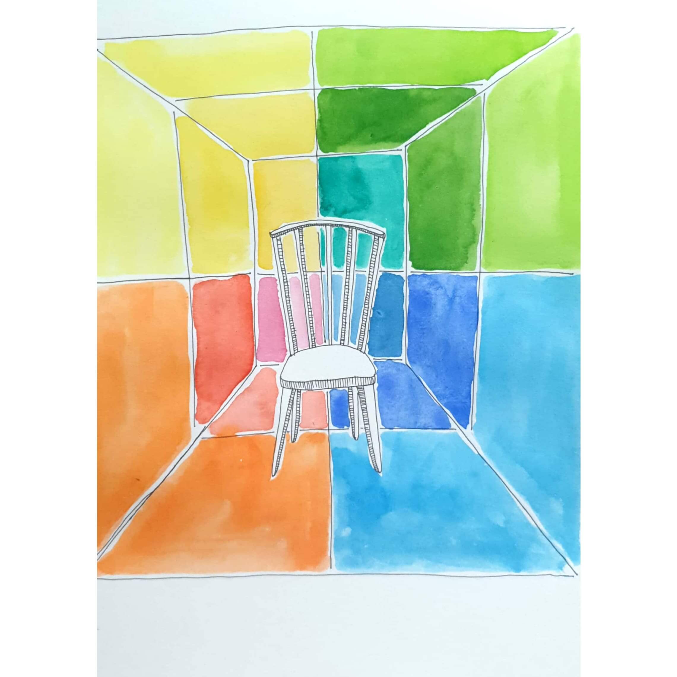  Thinking Chair 생각하는 의자 / 일러스트 그림 드로잉 / 풍경화 그리기