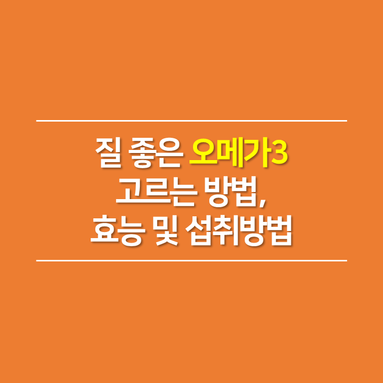 질 좋은 오메가3 고르는 방법&#44; 효능 및 섭취방법