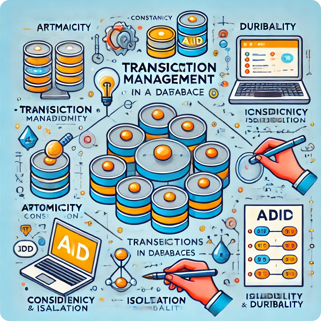 트랜잭션 관리와 ACID 특성을 설명하는 이미지