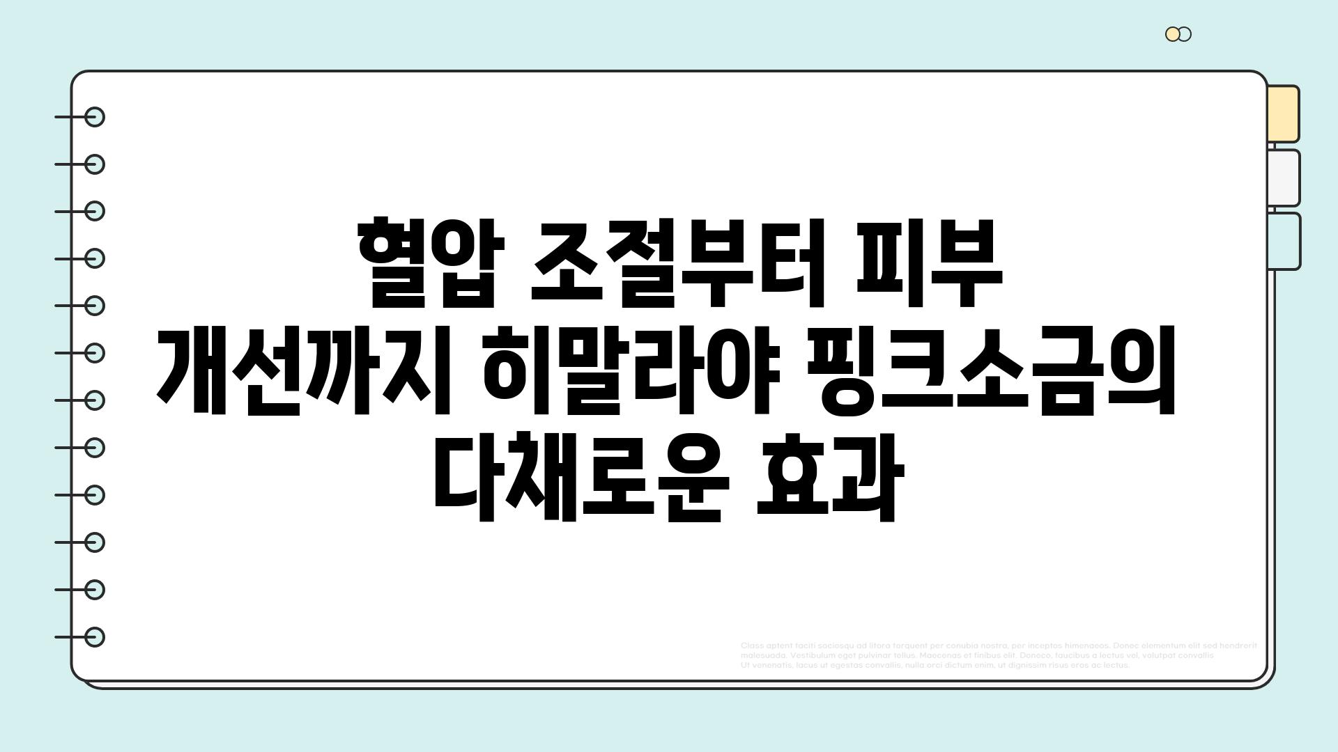  혈압 조절부터 피부 개선까지 히말라야 핑크소금의 다채로운 효과