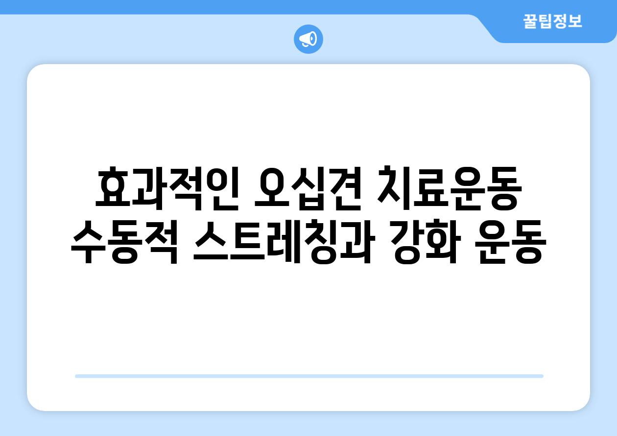 효과적인 오십견 치료운동 수동적 스트레칭과 강화 운동