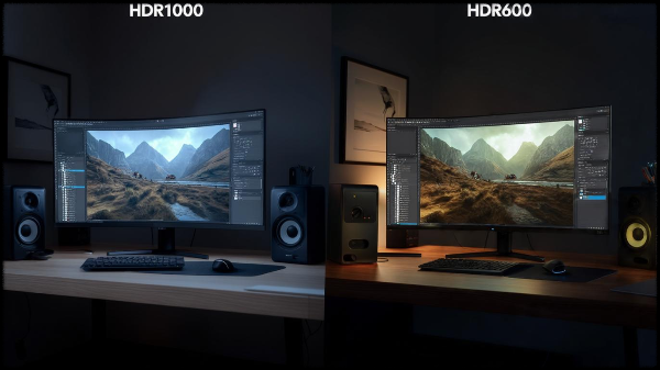 &quot;HDR1000과 HDR600 모니터 비교, 밝기 차이&quot;
