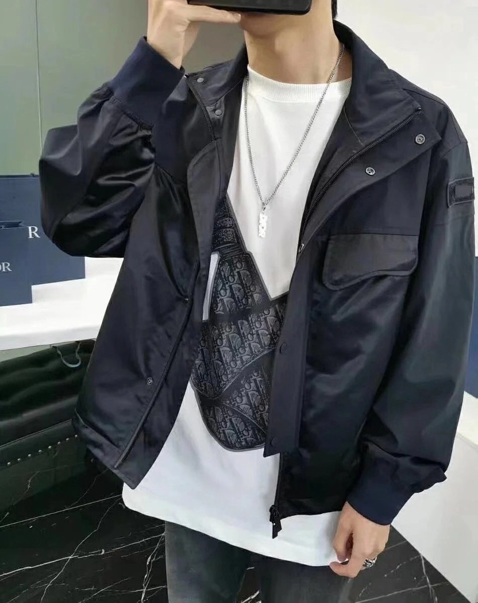  [DIOR] 디올 나일론 집업 버튼 블루종 자켓